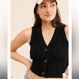 Free people black cable knit sweater vest